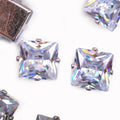 Hisenlee 30Pcs 6X6MM Square White Clear Cubic Zirconia Stone Claw Flatback Base Sewing Woman Wedding Rhinestones Accessories