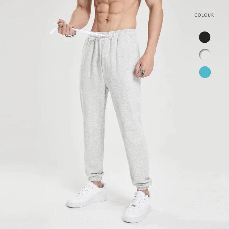 Men's High Waist Cotton Drawstring Sweatpants Casual Sports Jogger Fitness Training Gym Track Pants Leg Style Leggings