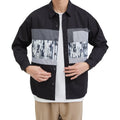2022 Spring New Style Korean Patch Stitching Stripe Printing Pattern Lapel Casual Long-sleeved Shirt