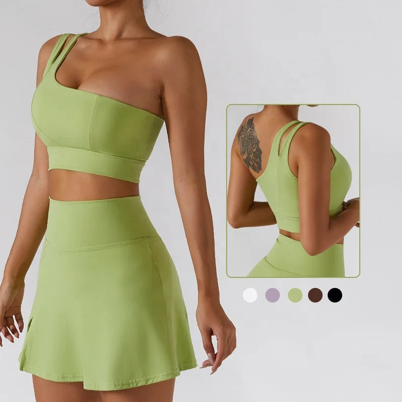 New Special Design Slim Yoga Breathable Sets Mini Skirt Running Fitness Anti-glare Sports Suits
