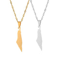 Gold Jewelry Unisex Blank Stainless Steel Palestine Map Necklace