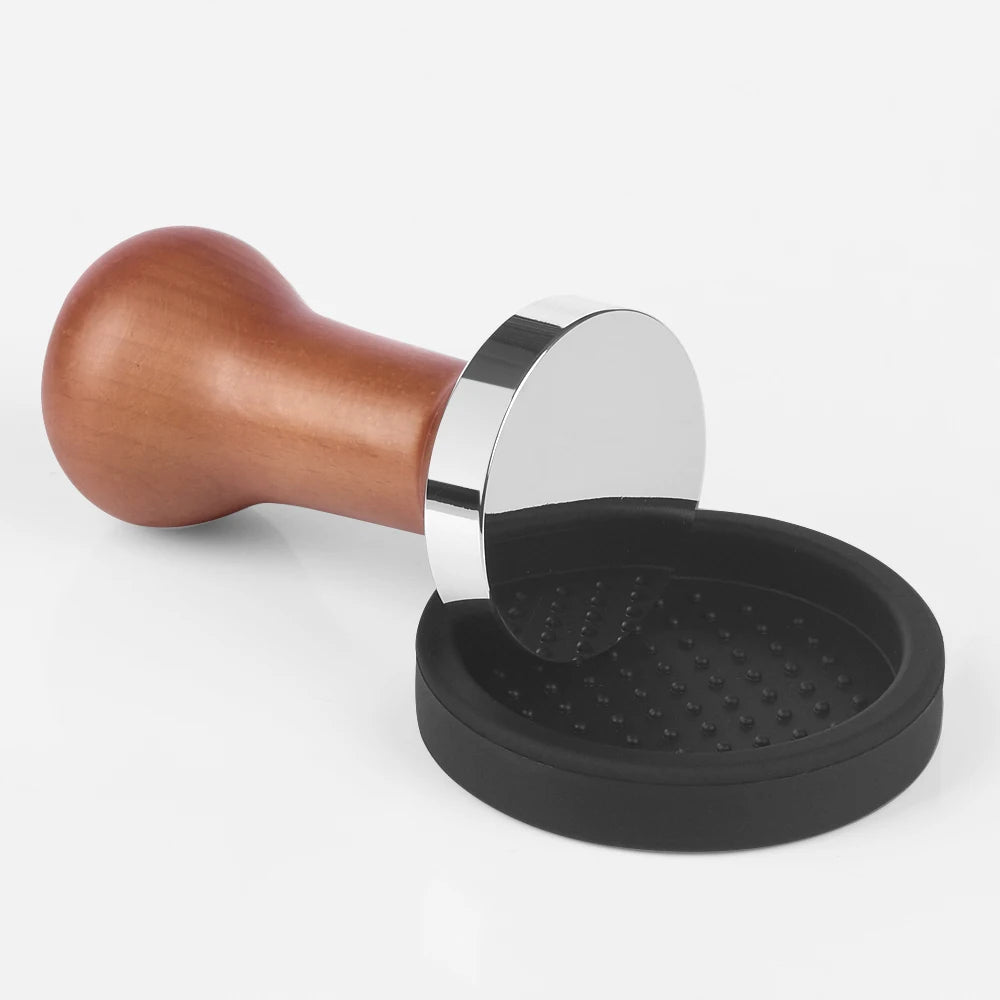Hot Sale Coffee Accessories Coffee Tampers Round Tamper Silicone Mat Wooden Handle 51mm Coffee Tamper Set