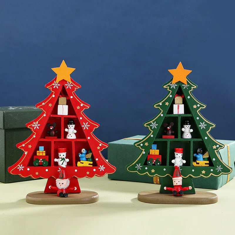 New Handmade Wooden Christmas Tree Creative Home Desktop Christmas Decoration Mini Wooden Christmas Tree