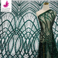HY2317-5 Top African Sparkle High Density Emerald Green 3d Bead Embroidered Lace Fabric Wholesale for Lady Party Dress
