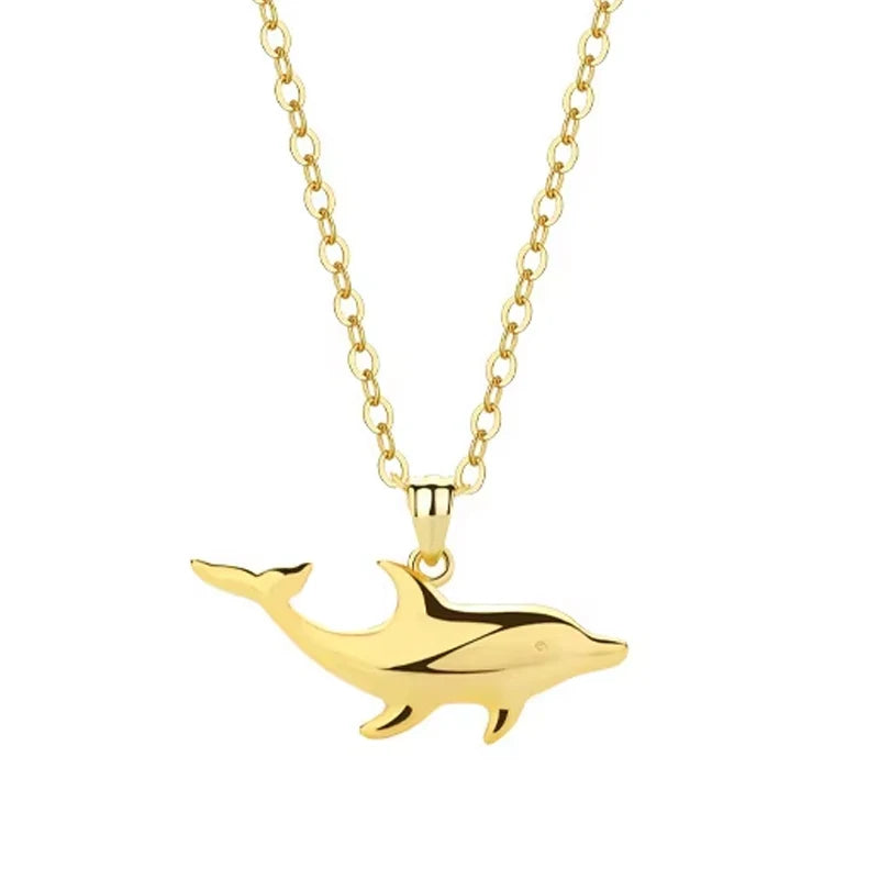 2024 Designer Trend 925 Sterling Silver Ocean Jewelry 18k Gold Plated Fish Shark Pendant Minimalist Necklace for Women