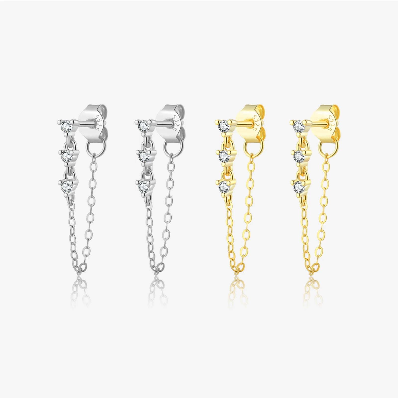 FUAMAY Fashion Jewelry Ladies 925 Silver Earrings Simple Chain Drop Earrings With Zircon
