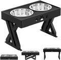 Wholesale Luxury Foldable Adjustable Height Elevated Non-Slip 2 Stainless Steel Dog Bowls Pet Bowl With Stand for Food and Water