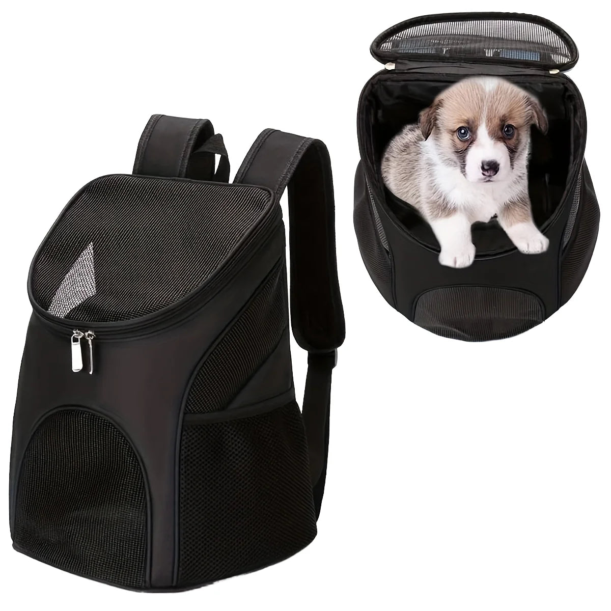 Pet Dog & Cat Outdoor Portable Foldable Eco-Friendly Solid Mesh Zipper 10kg Backpack Carrier