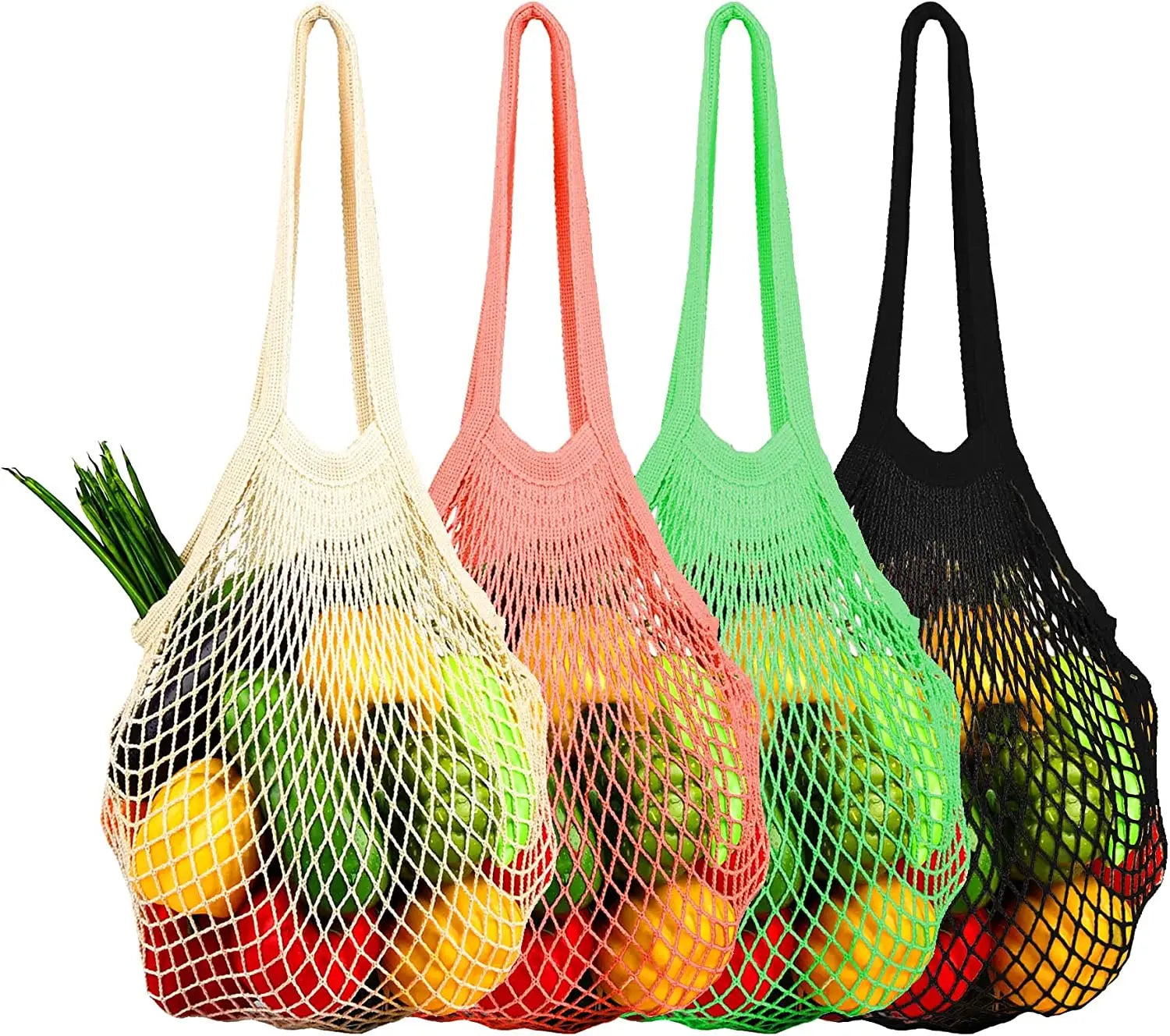 Cotton String Fashion Washable Reusable Eco-Friendly Shopping Bags with Mesh Organizer for Grocery Shopping