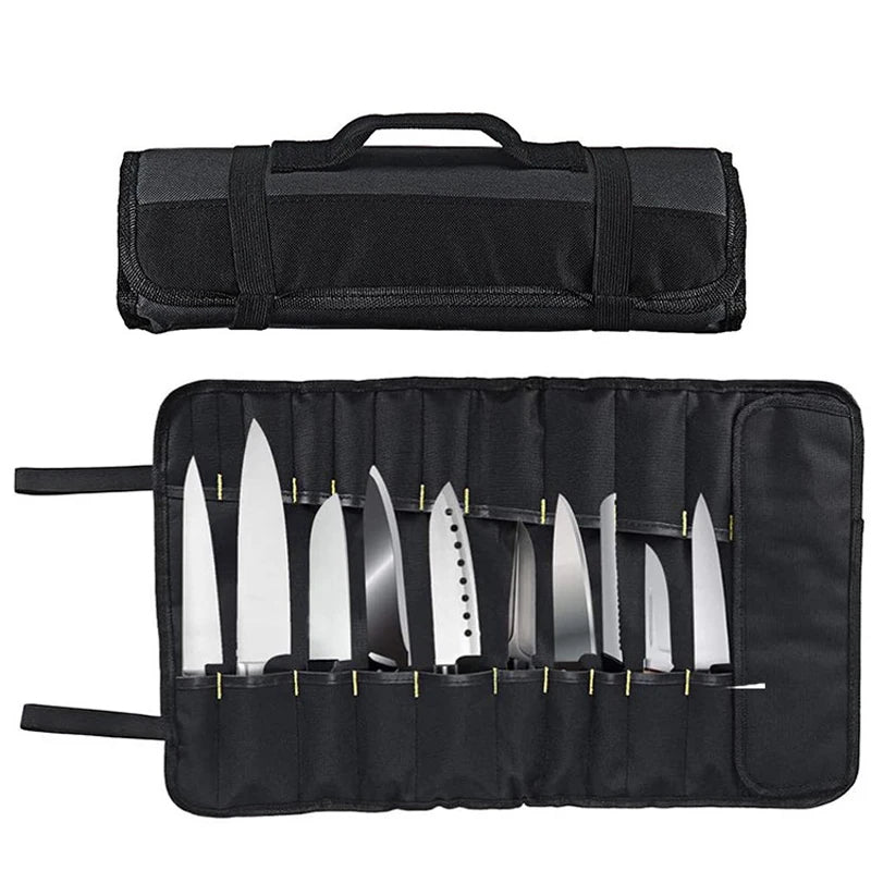 22 Pockets Large Waterproof Oxford Cloth Material Tool Bags Kitchen Chef Knife Storage Roll Bag