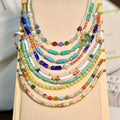 Fashion Simple DIY Handmade Beaded Choker Necklace Colorful Rice Beads Collarbone Chain Natural Stone Pearl Necklaces for Girls
