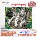 ORFON Dropshipping Paint by Numbers Kit for DIY Beginners Wholesale Acrylic Painting Forest White Tiger Gathering Place