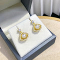 E2158 6-7mm DIY Natural Freshwater Pearl Charm Earrings Mounting Accessory 925 Sterling Silver Gold Plated  Jewelry for Women