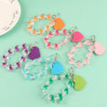 Rainbow DIY Resin Glass Beaded Key Ring Heart Shaped Letters Leather Keychains for Bag