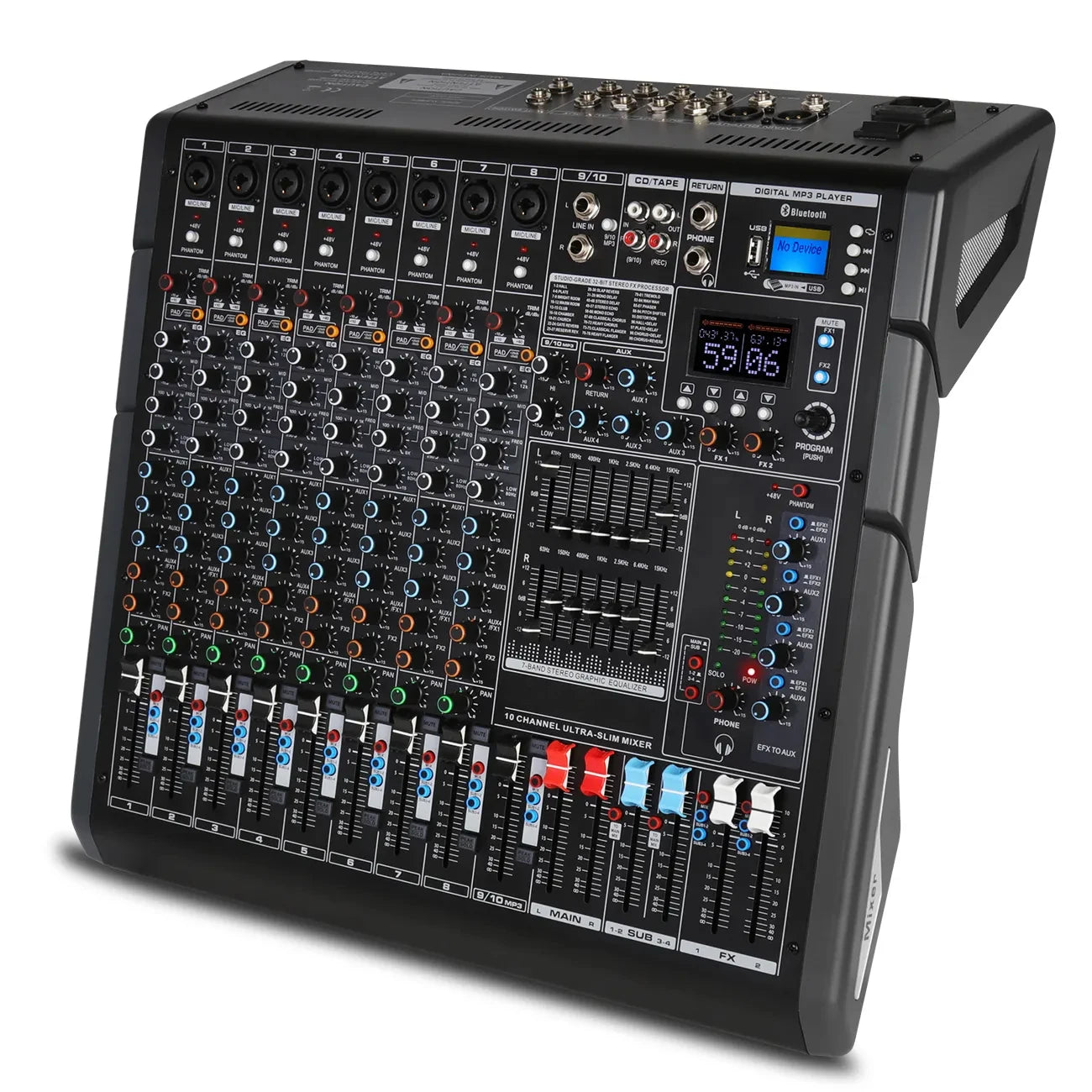 Biner PG10 Professional Built-in 99 Types of Stereo Reverbs 10 Channels Mixing Console for Outdoor Stage Performance