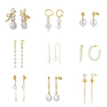 GPE-2 RINNTIN Gold Plated 925 Sterling Silver Stud White Cultured Freshwater Pearl Earrings for Women Girls