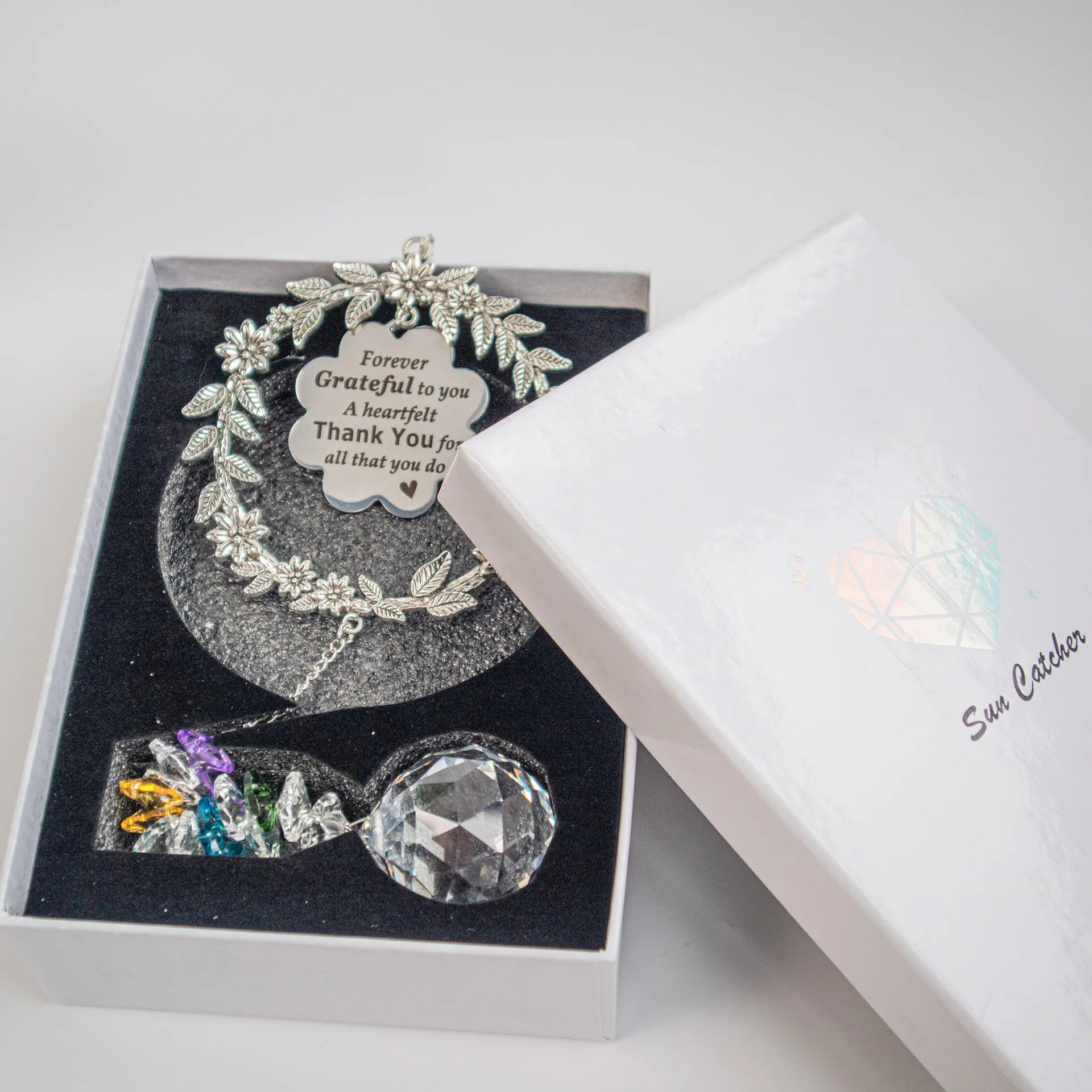 Modern Style Crystal Sun Catcher Jewelry Garland 'Thank You' Gift for Friends Family Teachers for Christmas Decoration