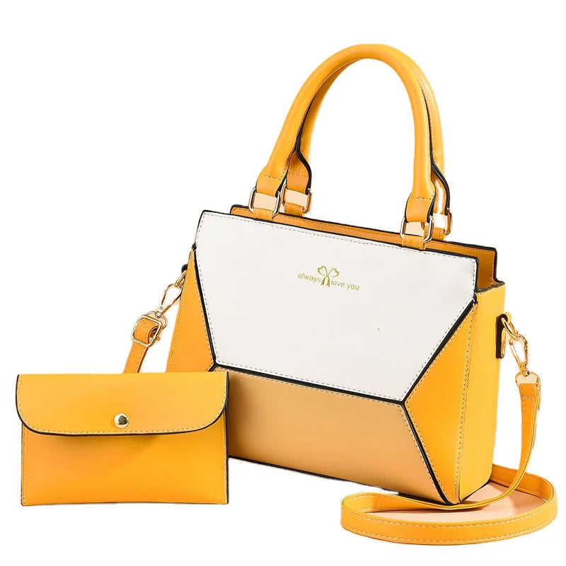 2022 New Fashion Messenger Women Bags Geometric Joining Together PU Custom Handbag Set Wholesale Large Capacity Ladies Handbags