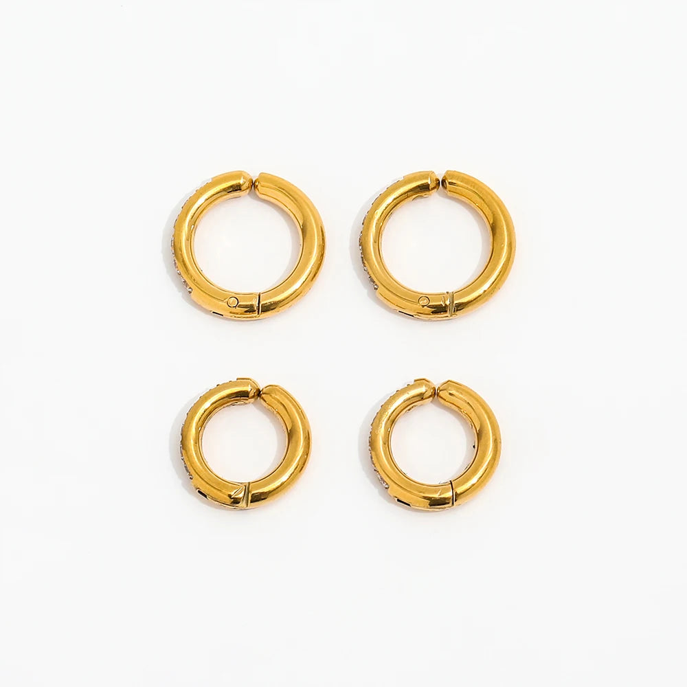 Fenny 18K Gold-plated Wholesale No Fade Permanent Goth Gold Beads Big C-shaped Hoop Stainless Steel Earring for Women