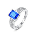 Luxury Fine Jewelry 925 Sterling Silver Square Shape Sapphire Gemstone Engagement Rings for Women