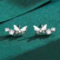 Creative 925 Sterling Silver Butterfly Earrings with Mini Zircon Stud Elegant Delicate Jewelry for Women