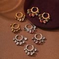 Fashion Earrings Lady Hoops Multi Colored Cubic Zirconia Gold Hoop Earrings Stainless Steel Jewelry Women Waterproof