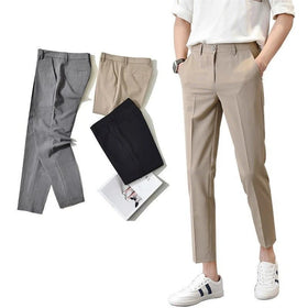 Cross-border Menswear Light Business Simple Straight Slim Nine-point Suit Pants