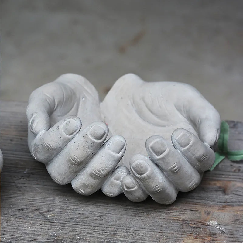 Factory Wholesale Art Craft Succulent Outdoor Human Fingers Modern Decor Indoor Cement Flower Pot Mould