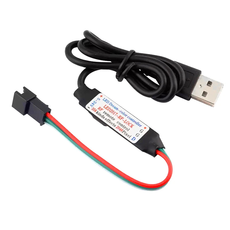 Mini LED Dream Color Controller DC 5-24V 6A 2048 Pixel IC WS2812B WS2811 SPI Dimmer RF 14-Key Remote 20m Range Symphony