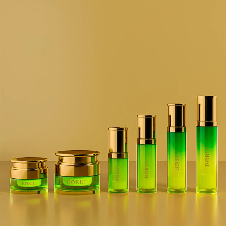 Gold Custom Eco-Friendly Acrylic Frosted Airless Cosmetic Packaging Bottles for Shampoo Lotion Face Mask Wigs 15ml/30ml/50ml