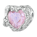 925 Sterling Silver Pink Glass Heart Rose Beads Women Fine Jewelry DIY Pendant Charms for Bracelet BSC836