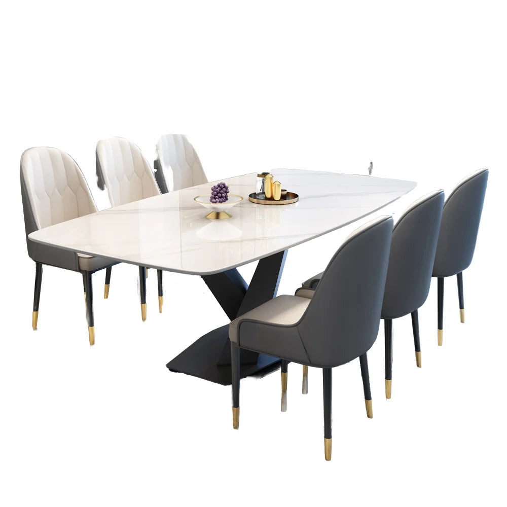 High Quality Modern Minimalist Dining Table Set with a Simple and Luxurious Rectangular Dining Table in the Living Room