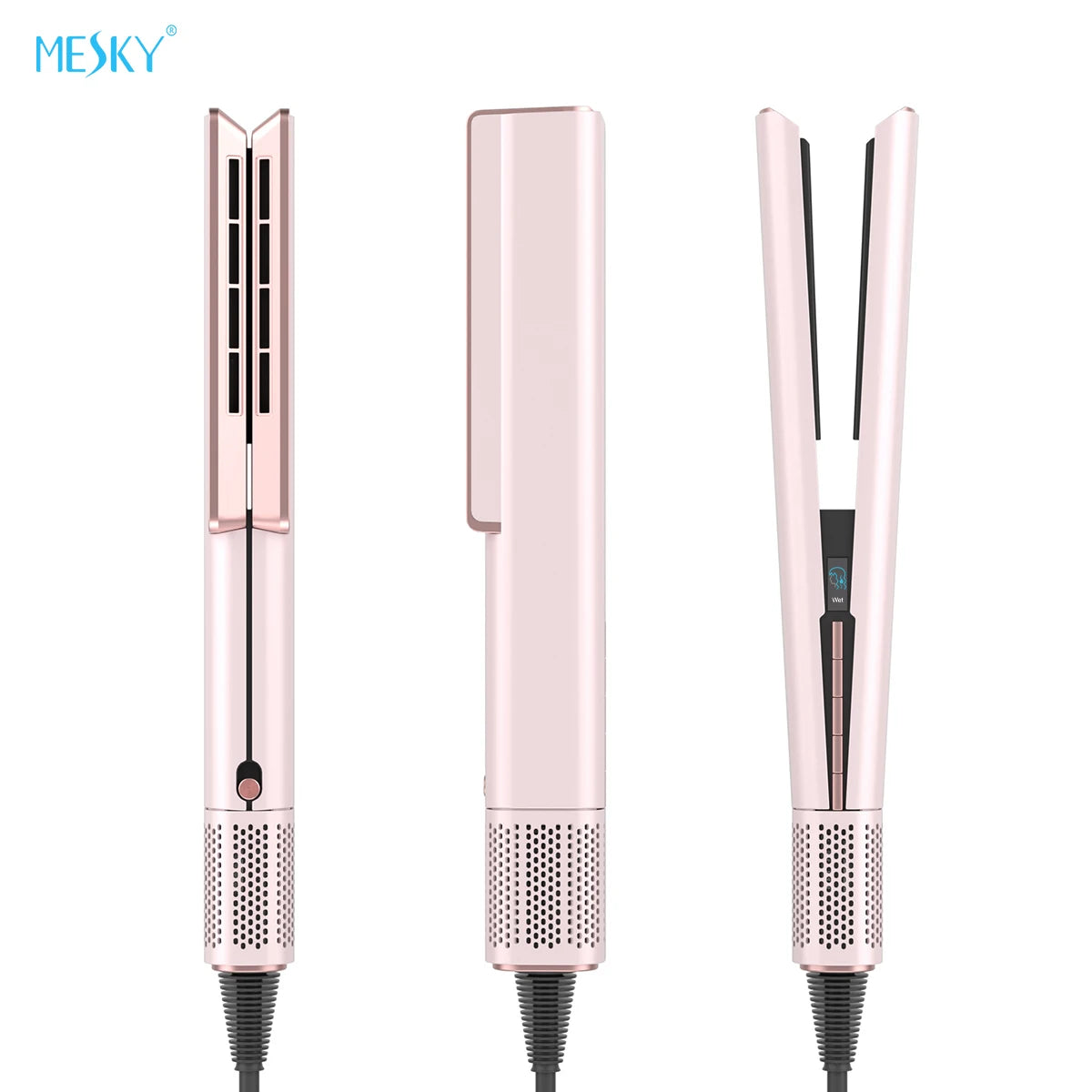 Mesky Multistyler Wet and Dry Dryer and Airstraightner Custom Airstyler Reverse air Ionic Flat Iron Hair Straightener with Lcd