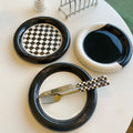 SolhuI Wholesale Korean Ins Hand-painted Checkerboard Chubby Tray Breakfast Jewelry Tray Milk Fufu Storage Dish