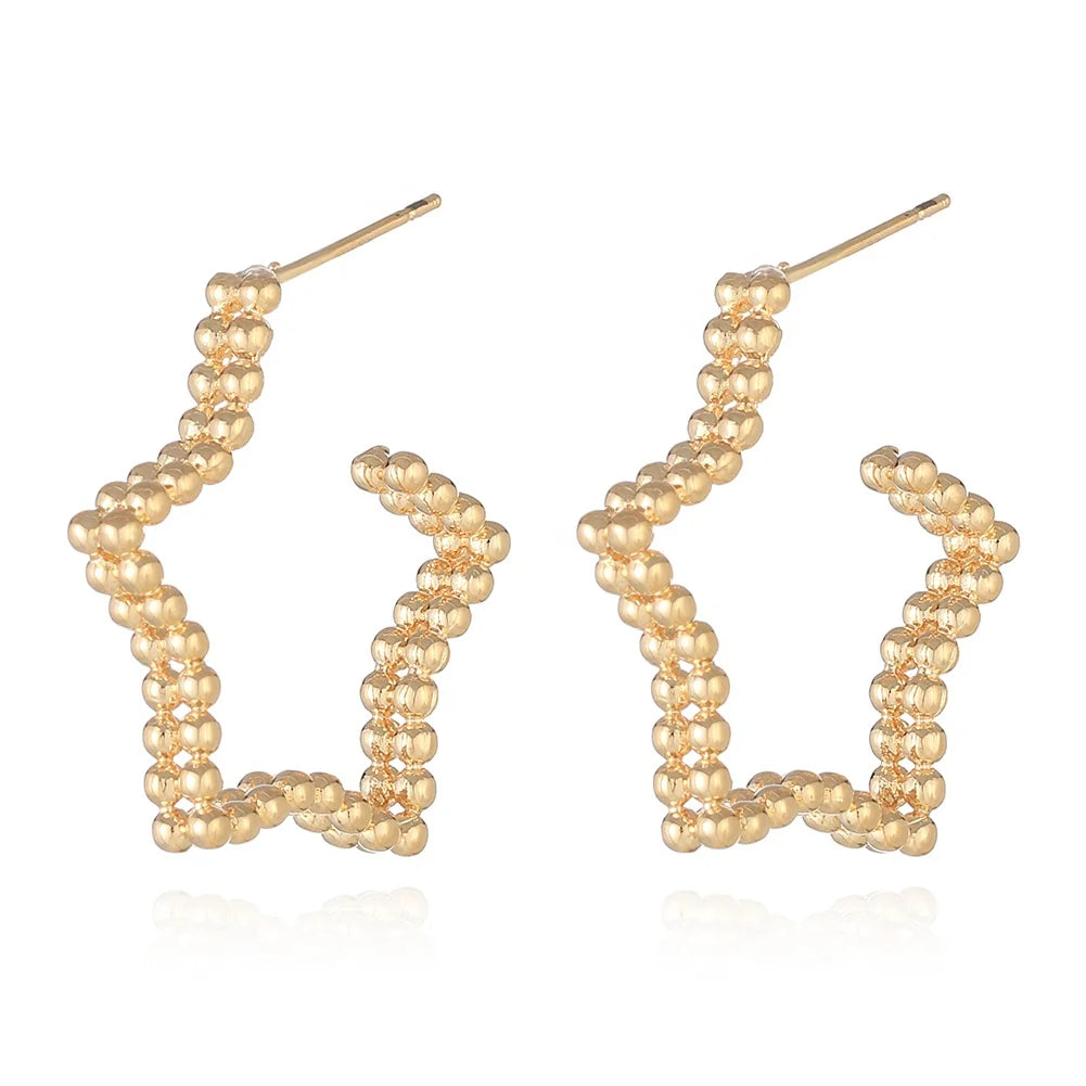 Wholesale Custom Option Personalized Classic Copper Star Earrings Fashion Hoop Earrings for Parties Engagements Anniversaries