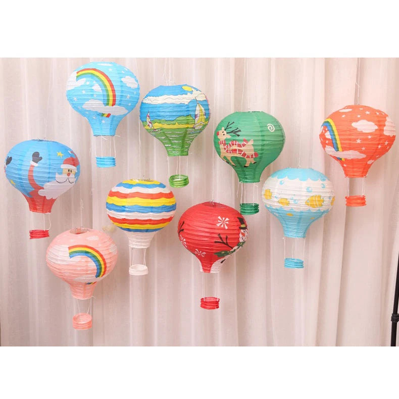 12 Inches Colorful Eco-friendly Love Hot Air Balloon Paper Lantern for Back to School Home Decoration