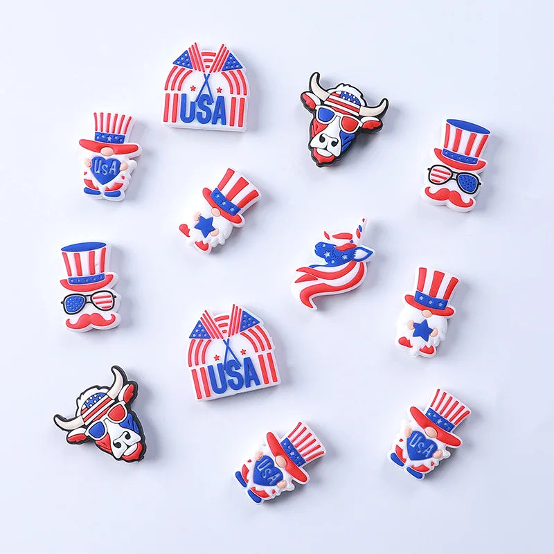 BPA Free US Independence Day Focal Beads Keyring Pen Jewelry Accessories