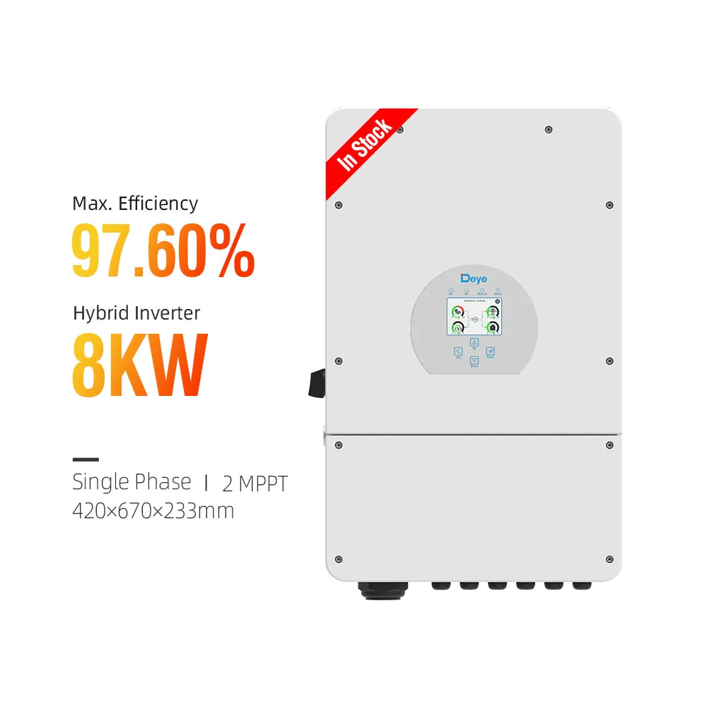 Deye SUN-8K-SG01LP1-EU 8kw Single Phase 2 Mppt Hybrid Solar Inverter in Stock