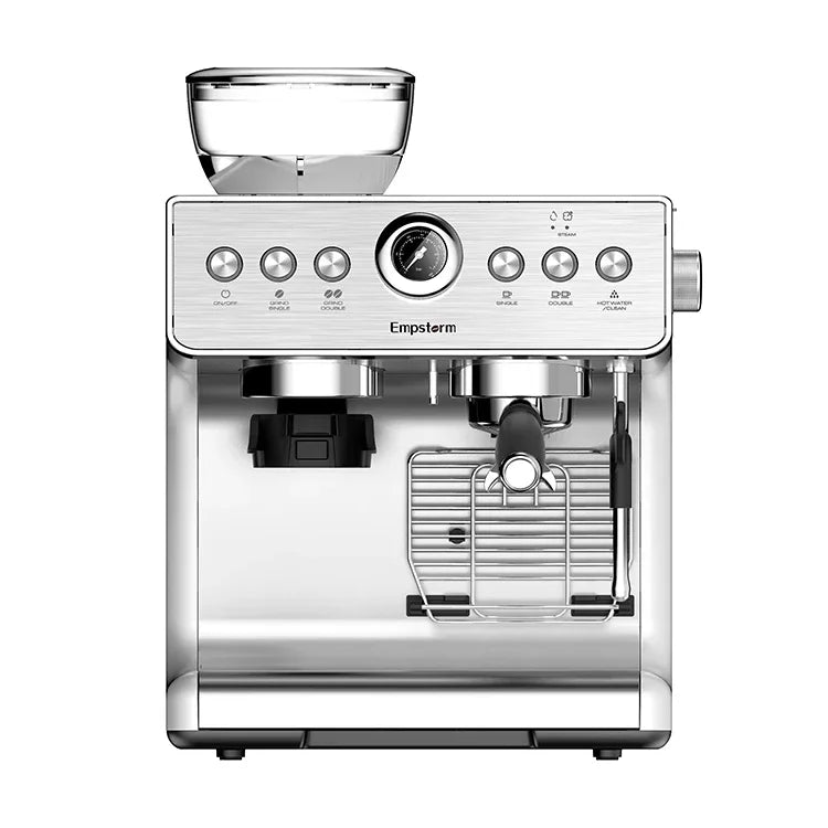Electric Turkish Stainless Steel Silver French Press Coffee Maker Machine 20 Bar Pressure Pump Temperature Control for Hotel Car
