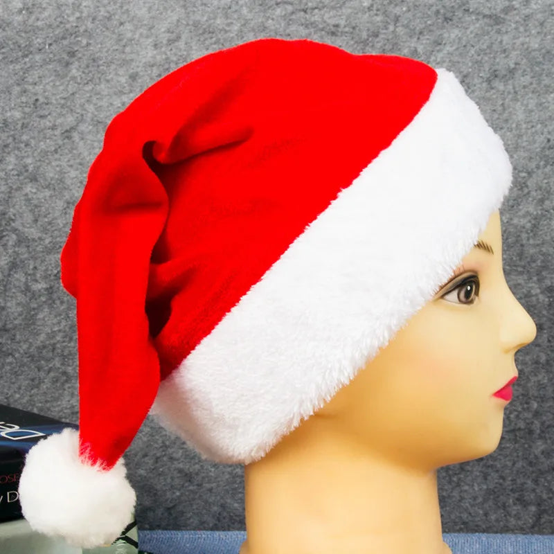 Christmas Decorations Red Gold Silk Velvet Border Christmas Hats Adult and Children's Christmas Hats