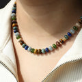 Trendy Semi-precious Gemstone Necklace Abacus Tiger Eye Aquamarine Stone Bracelet Dainty Lapis Lazuli Beaded Jewelry for Women