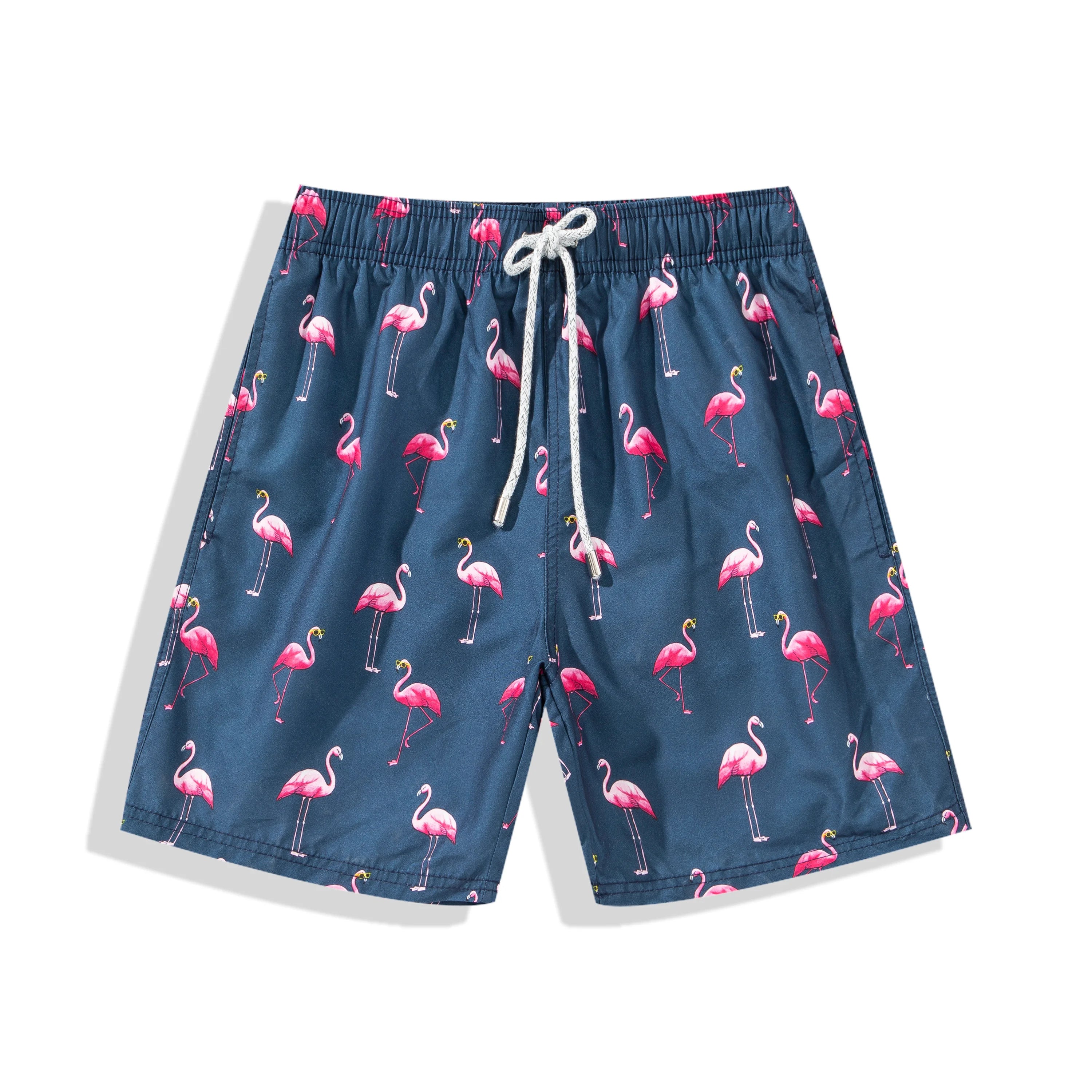 Custom Casual Mid Waist Elastic Polyester Beach Shorts for Men Surfing Swimwear with Back Pocket Eco-Friendly Quick Dry Pattern