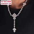 New Arrival Full Iced Out CZ Bead Baguette CZ Cross Link Chain Ball Chain Necklace Fashion Bling Hiphop Necklace Jewelry