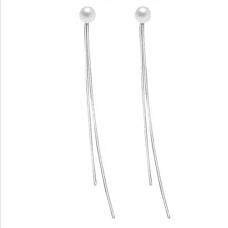 925 Sterling Silver Prevent Allergy Pearl Tassel Stud Earrings for Women Wedding Earrings Jewelry Accessories