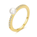 Fashion Jewelry Women's Pearl Ring 18K Gold Plated Jewelry Simple Light Luxury Senior Wedding Ring