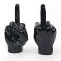 Hand Carved Natural Crystal Stone Finger Carving Black Obsidian Middle Finger Statue Figure