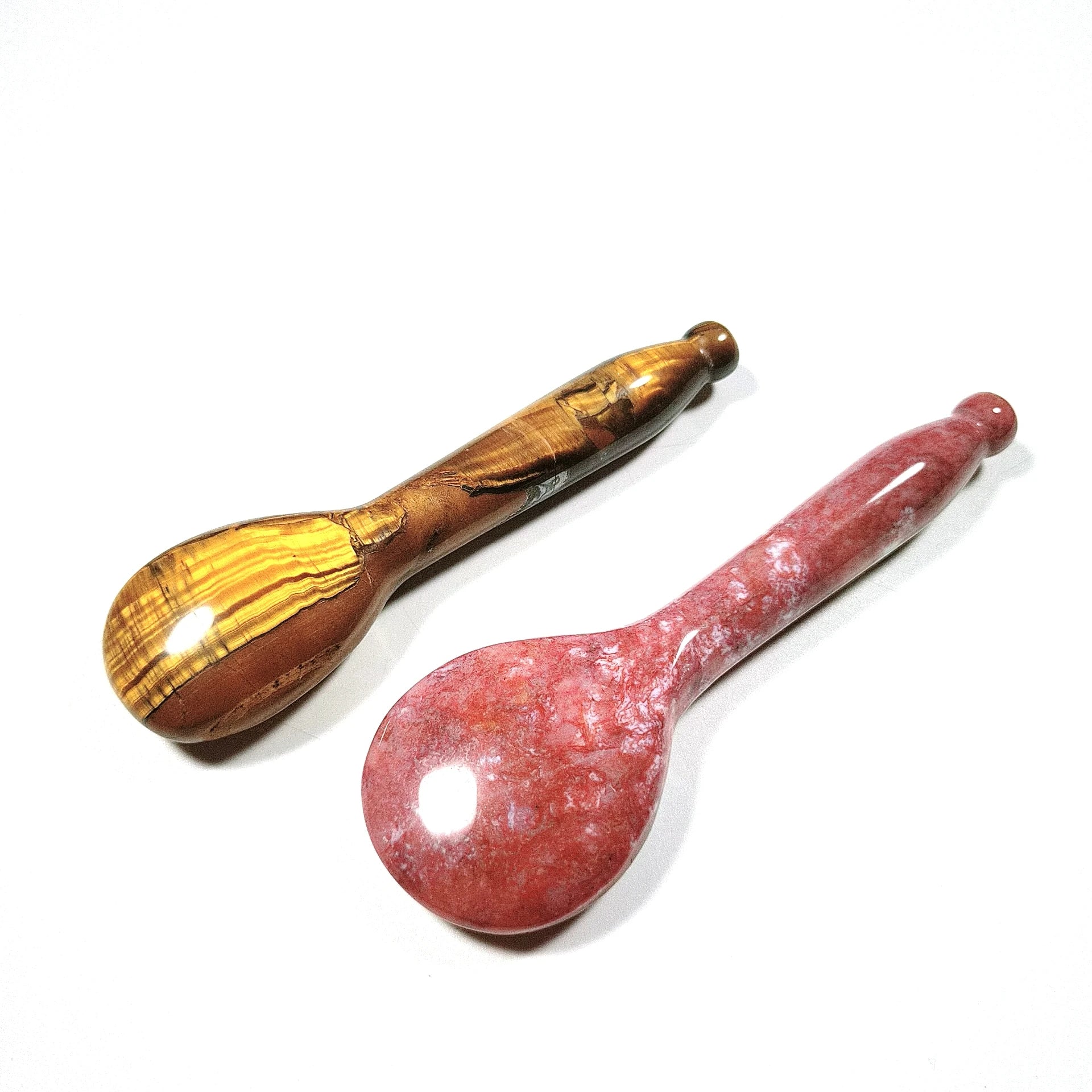 DIY Wholesale Natural Guasha Gemstone Amethyst Facial Guasha Face Scraping Tool  Mookaite Jasper Gua Sha Spoon