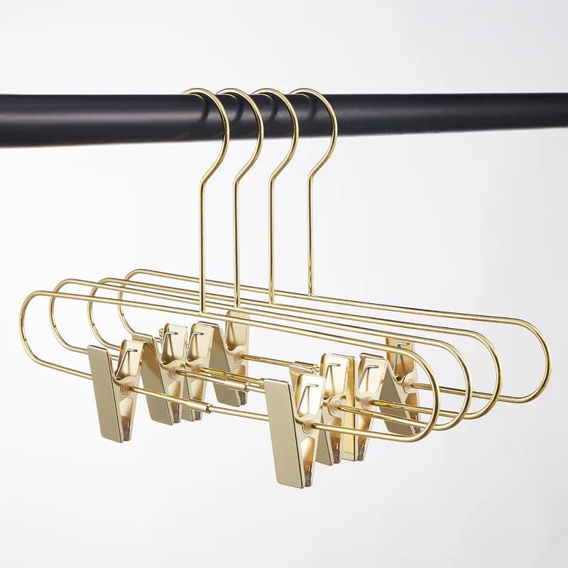 Bestiform Custom Glossy Gold Single Tier Metal Cloth Hanger Durable for Clothing & Pants for Wardrobe and Living Room