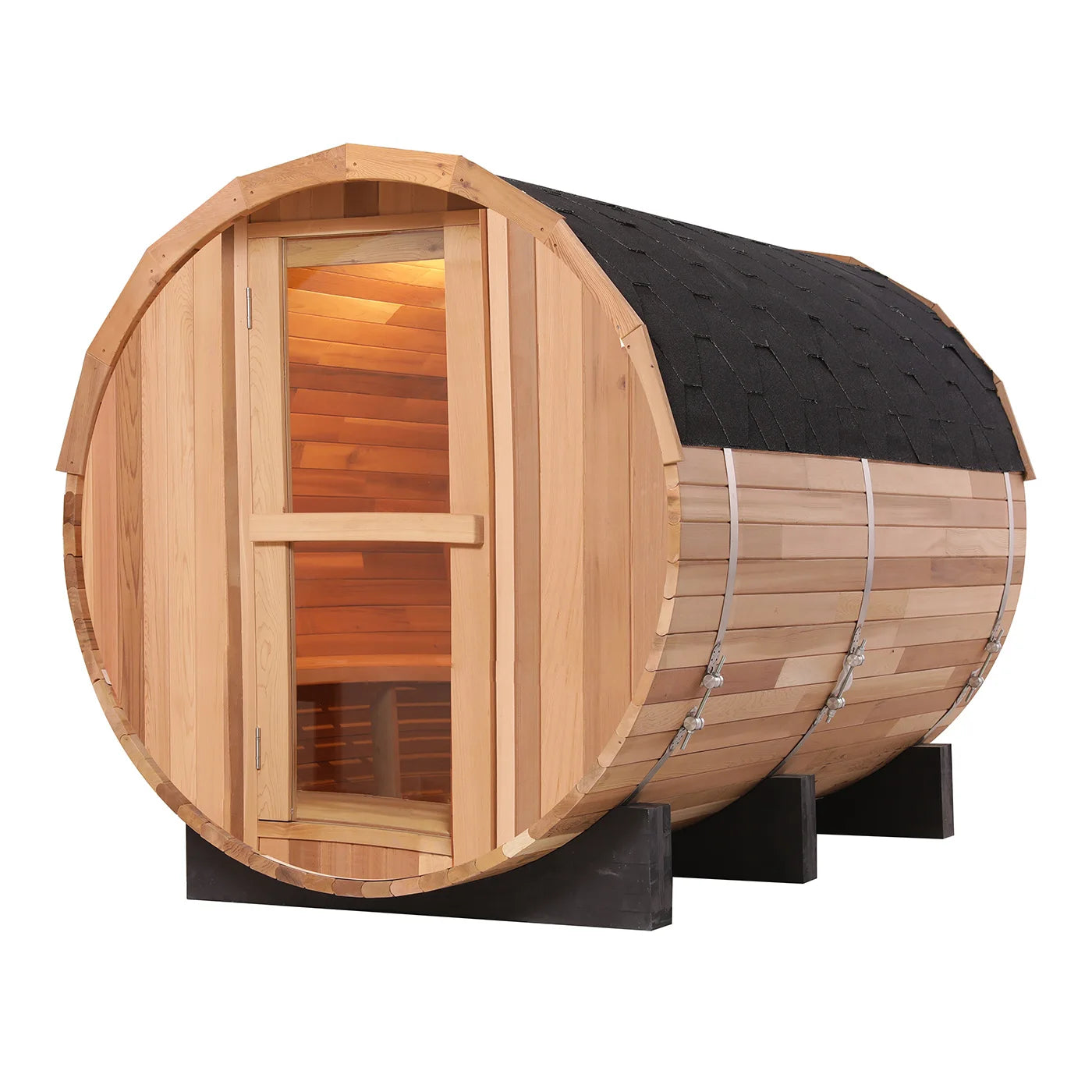 HELIUS Outdoor Barrel Sauna 1.8m - Red Cedar Full Glass Door | Luxury Home Spa | Immediate Delivery