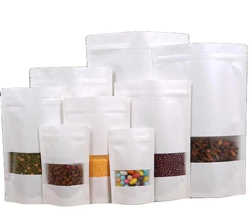 Zip Lock Packaging Bags Printing Eco Friendly Food Bolsa Kraft Paper Compostable Custom Stand up Pouch with Window